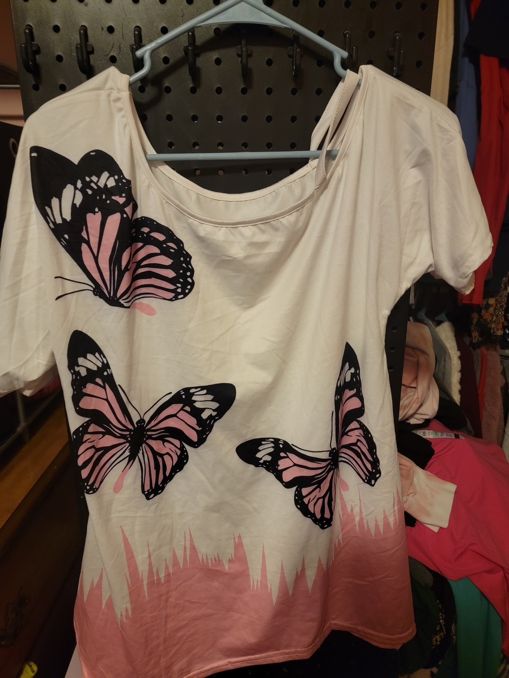 Women’s Pink Butterfly Print Short Sleeve Top